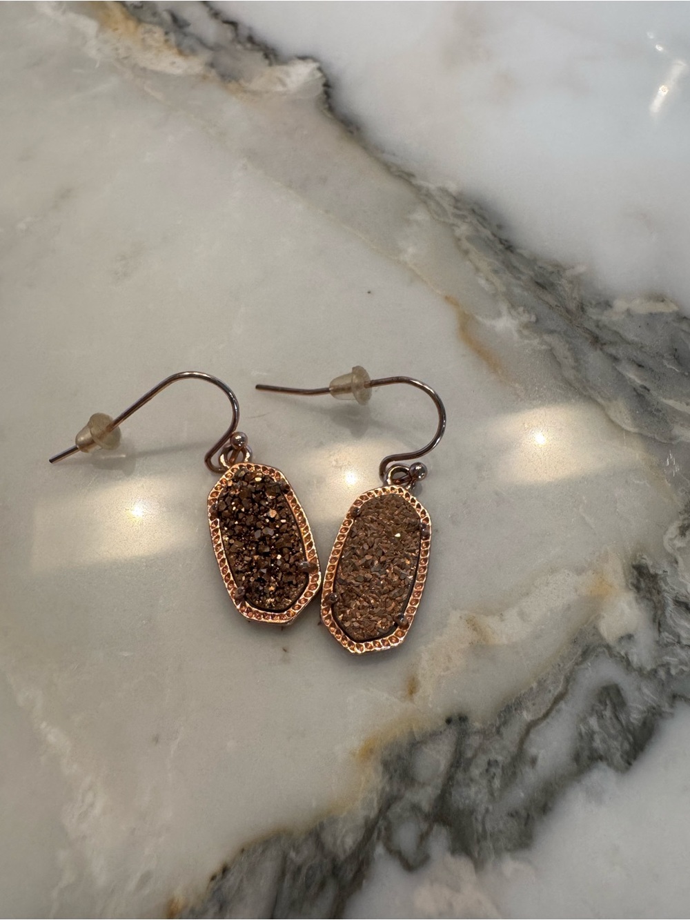 Kendra Scott Lee Rose Gold Druzy Drop Earrings